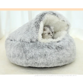 Wholesale Cute Cozy Comfy Semi Enclosed Winter Warm Indoor Washable Non Slip Round Pet Bed For Cats